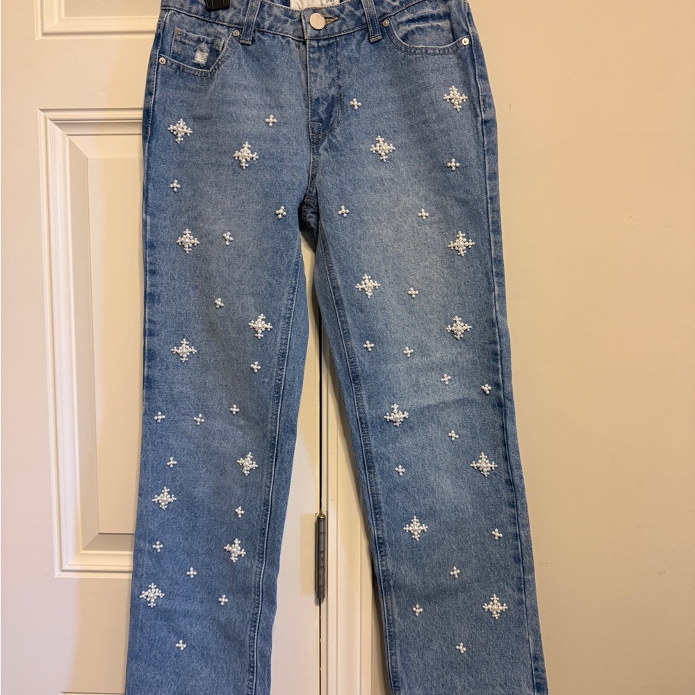 Women's Blue Embroidered Jeans